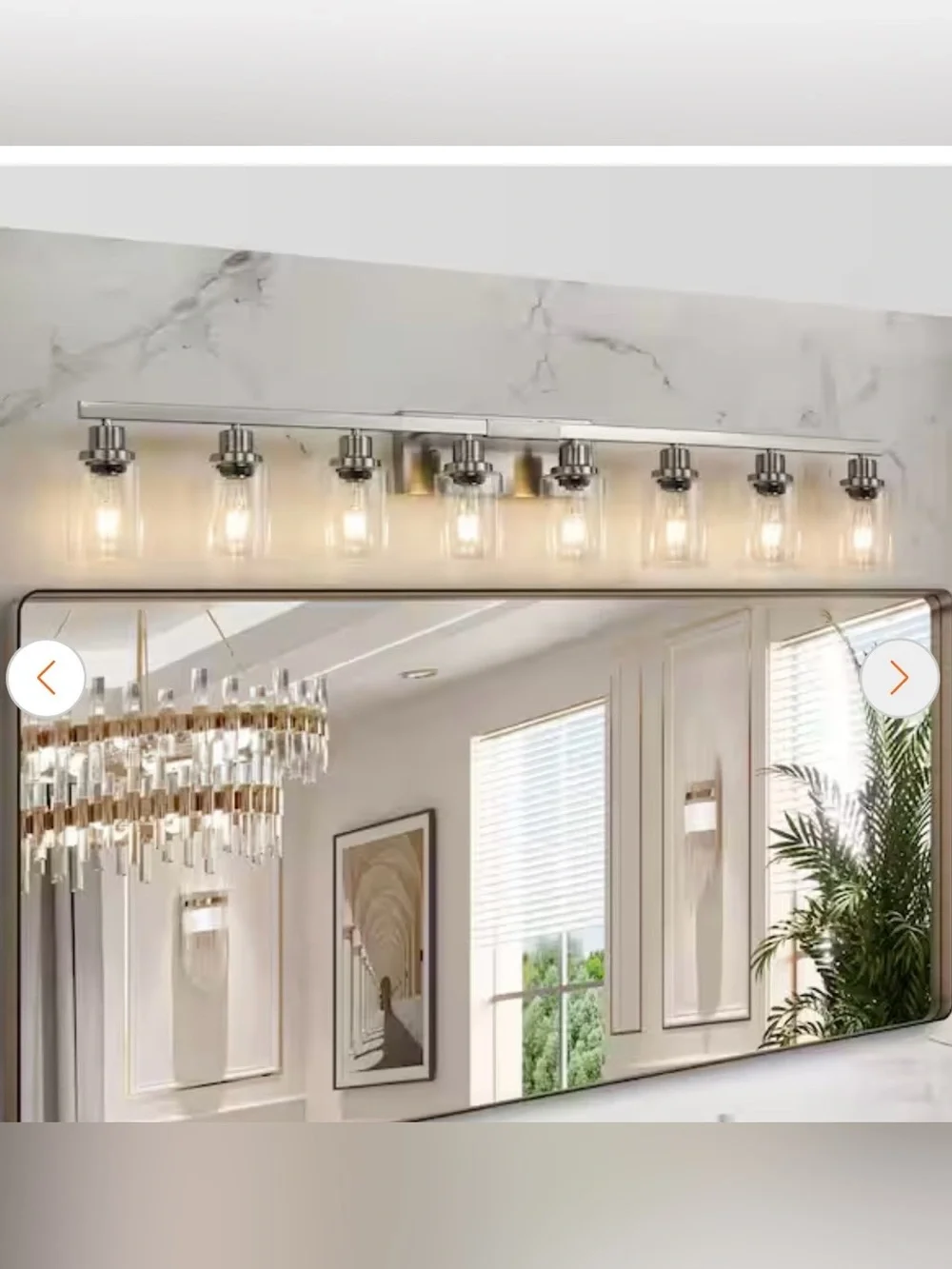 New 51” Brushed Nickel 8-Light Bathroom Vanity Light
